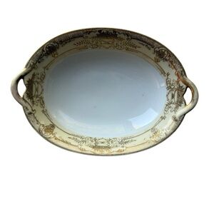 NORITAKE FLEURGOLD OVAL VEGETABLE SERVING BOWL w/ HANDLES 77631 c.1920's ANTIQUE
